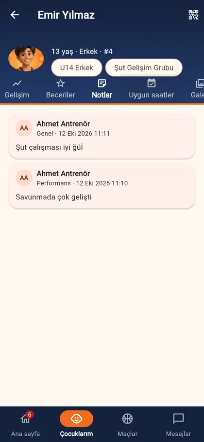 Antrenör gözlemleri ve notları